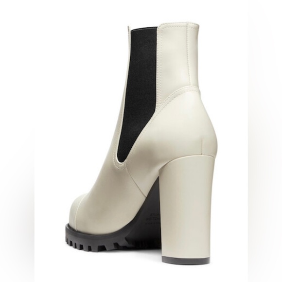 Stuart Weitzman Off-White Wenda Chunky Heel Booties 8.5 38.5 - Picture 2 of 4